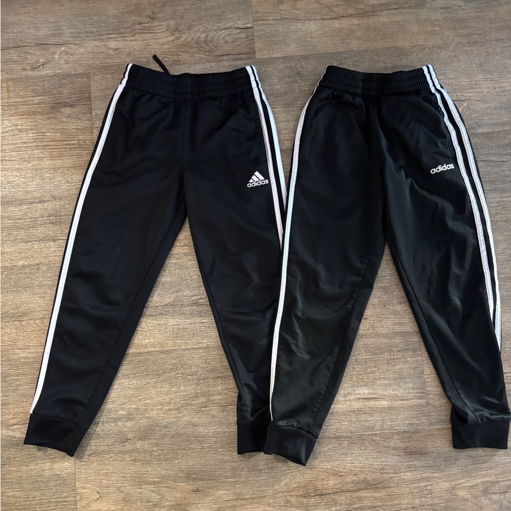 Pre owned Adidas Kids Black Joggers size 8 youth-2 pairs
